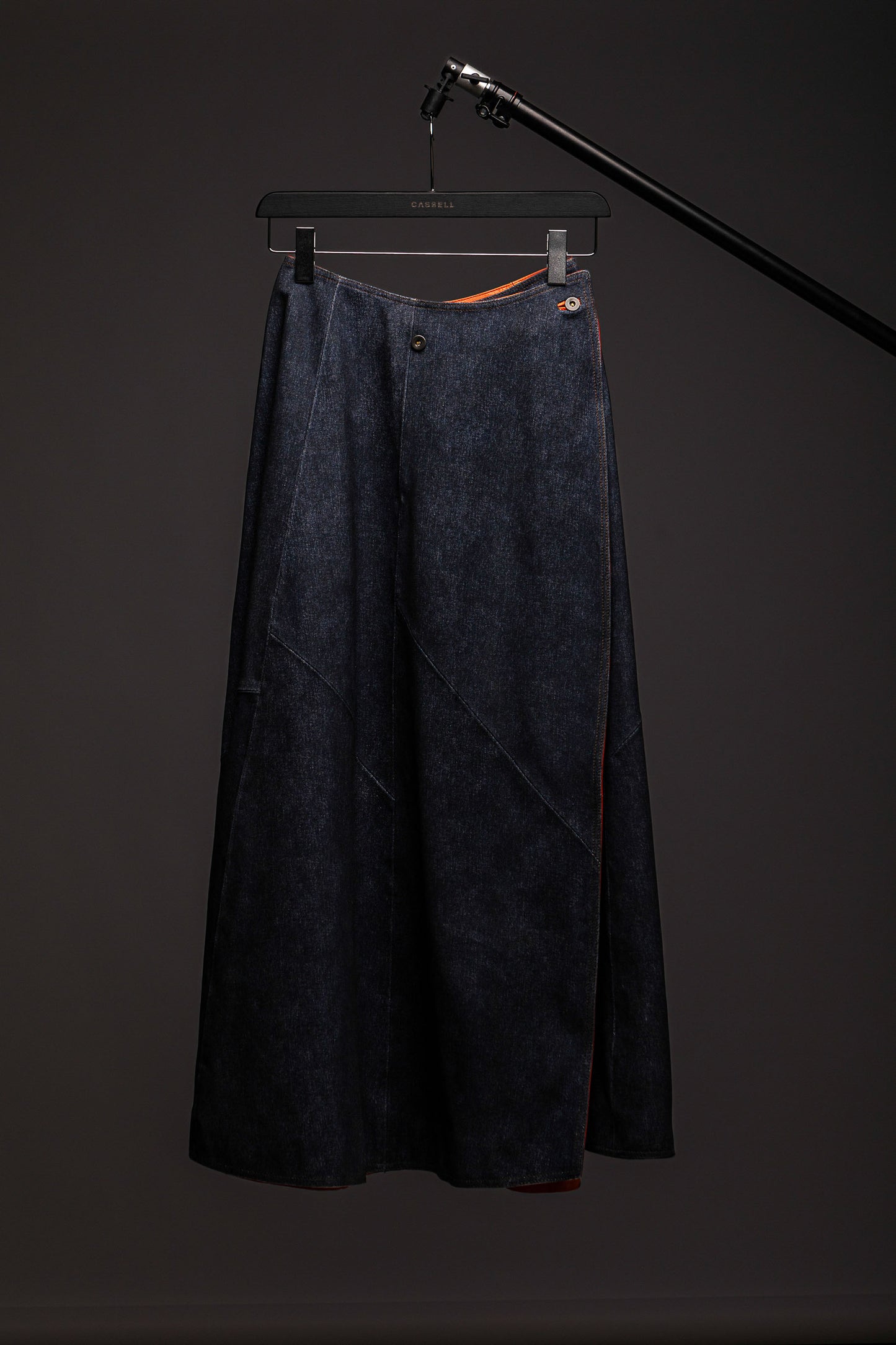 LEATHER DENIM SKIRT