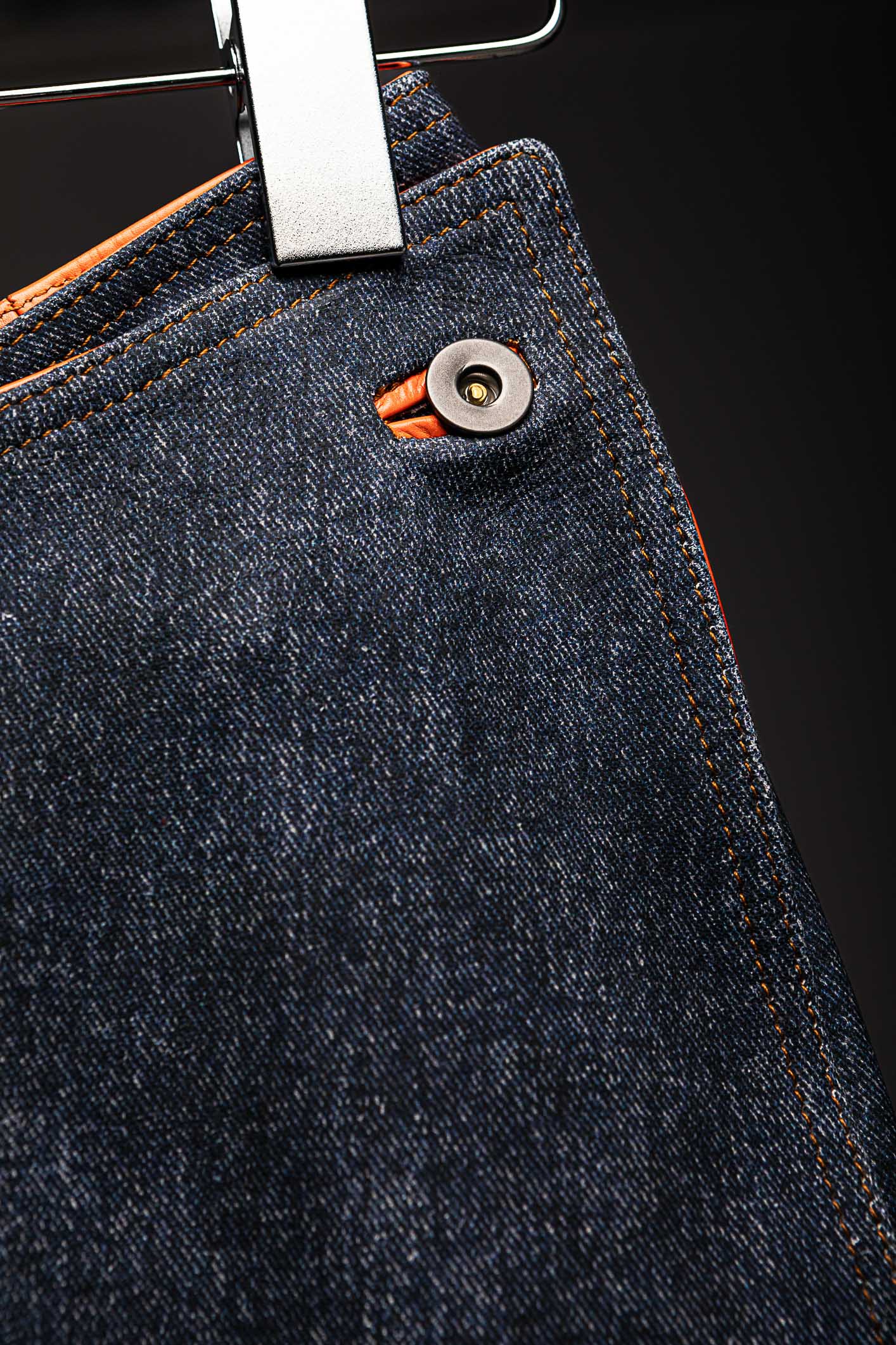 LEATHER DENIM SKIRT