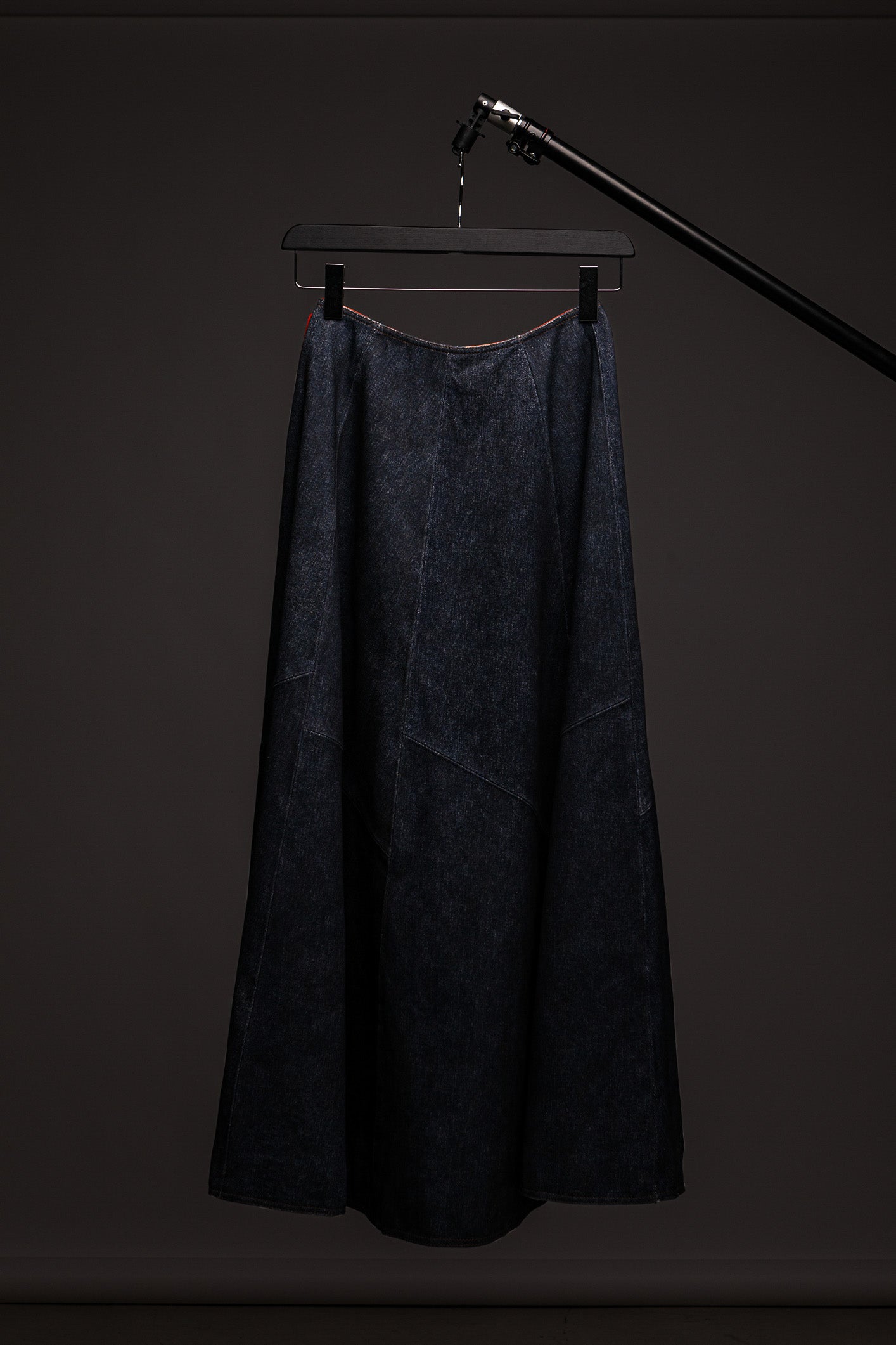 LEATHER DENIM SKIRT