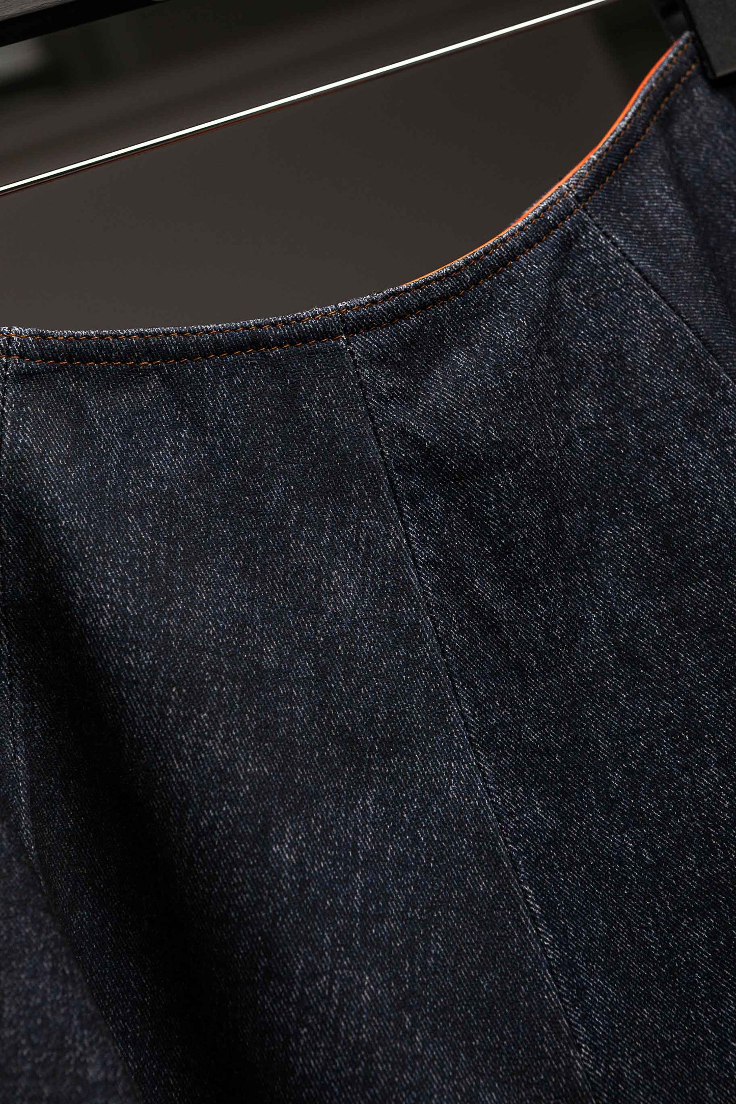 LEATHER DENIM SKIRT