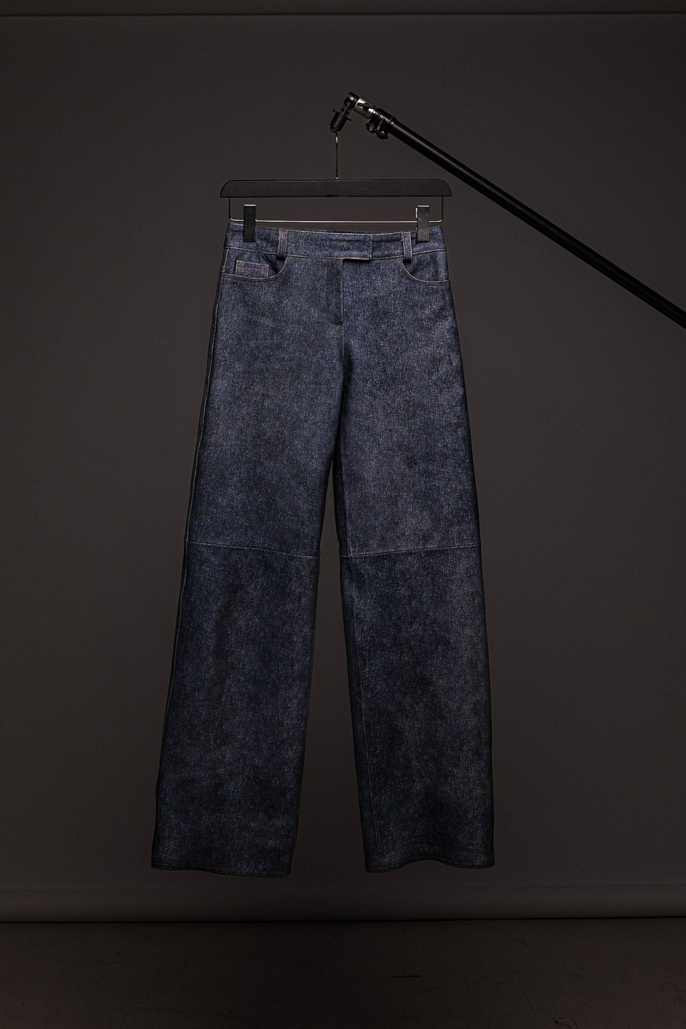 LEATHER DENIM JEANS