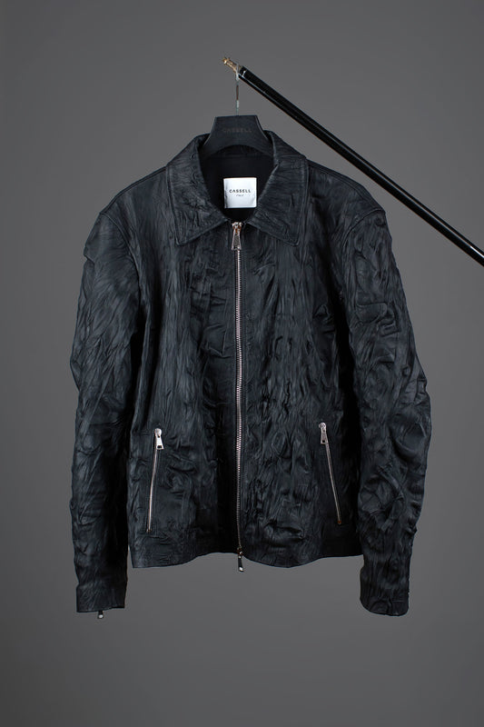 WRINKLED LEATHER BIKER JACKET